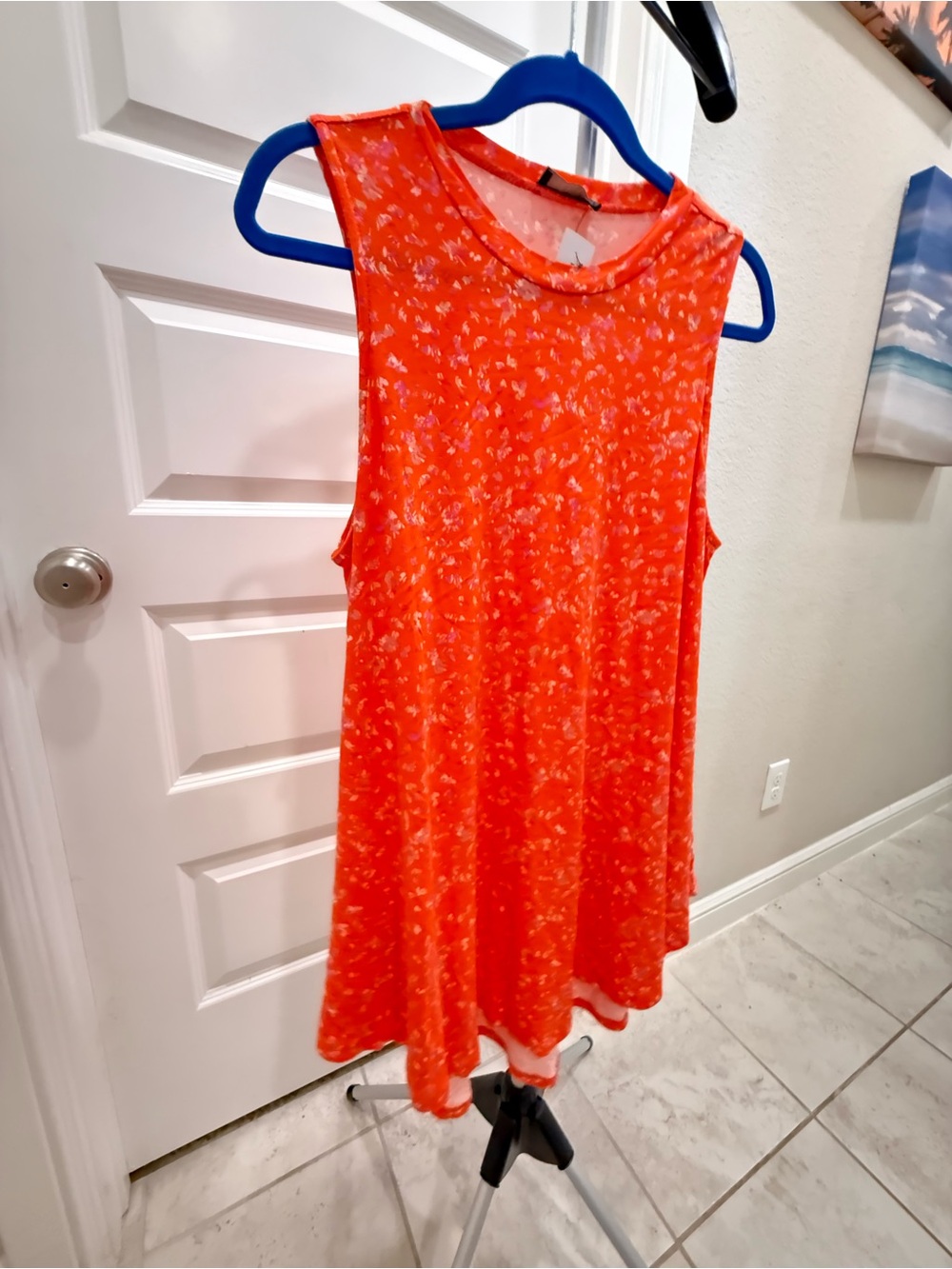 Lane Bryant Orange Floral Sleeveless Swing Top